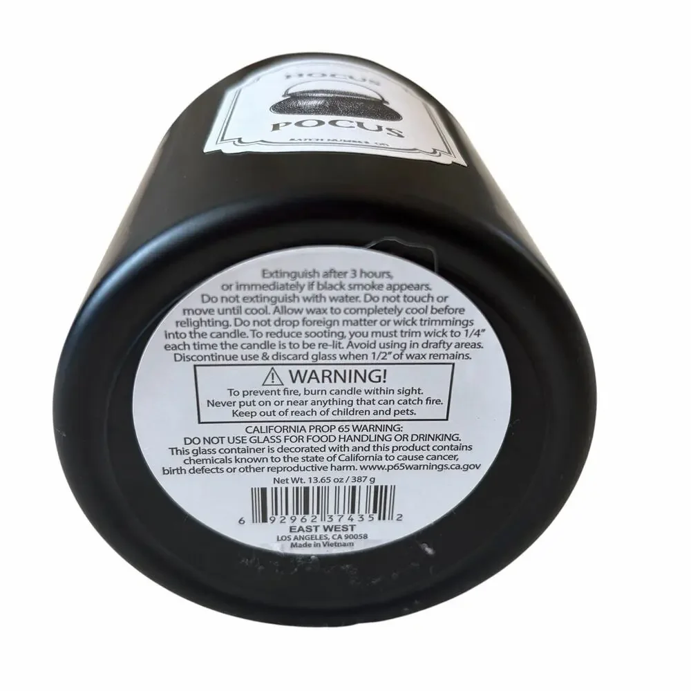 Halloween Hocus Pocus Jar Candle w/ Lid 13.65oz Scented NEW